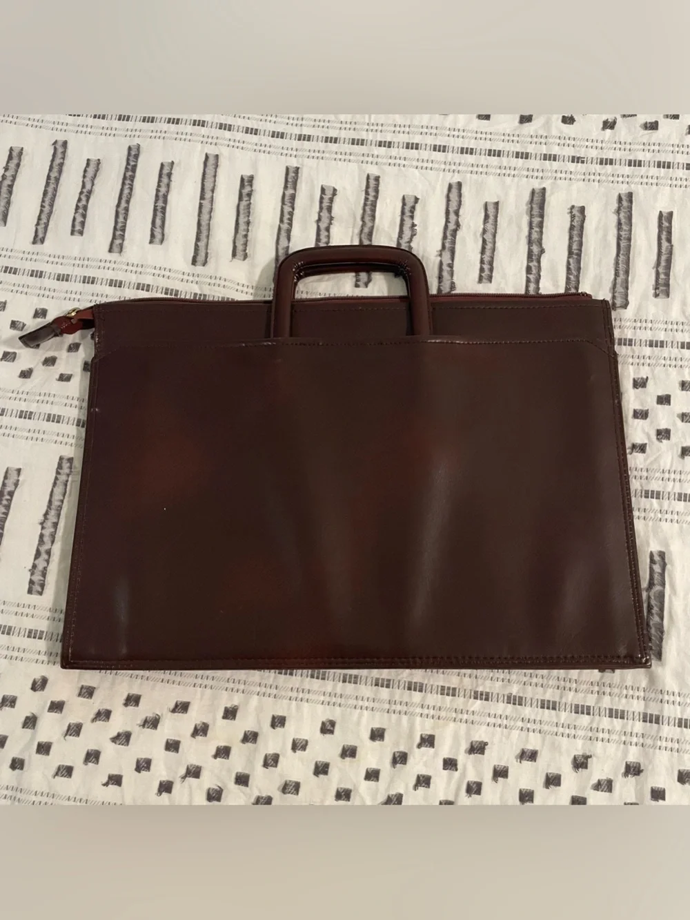 VINTAGE 80s Hit Structured Smooth Leather Slim Briefcase Portfolio Bag